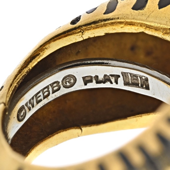 David Webb 18K Yellow Gold Green Emerald Tiger Ring - Picture 4 of 5